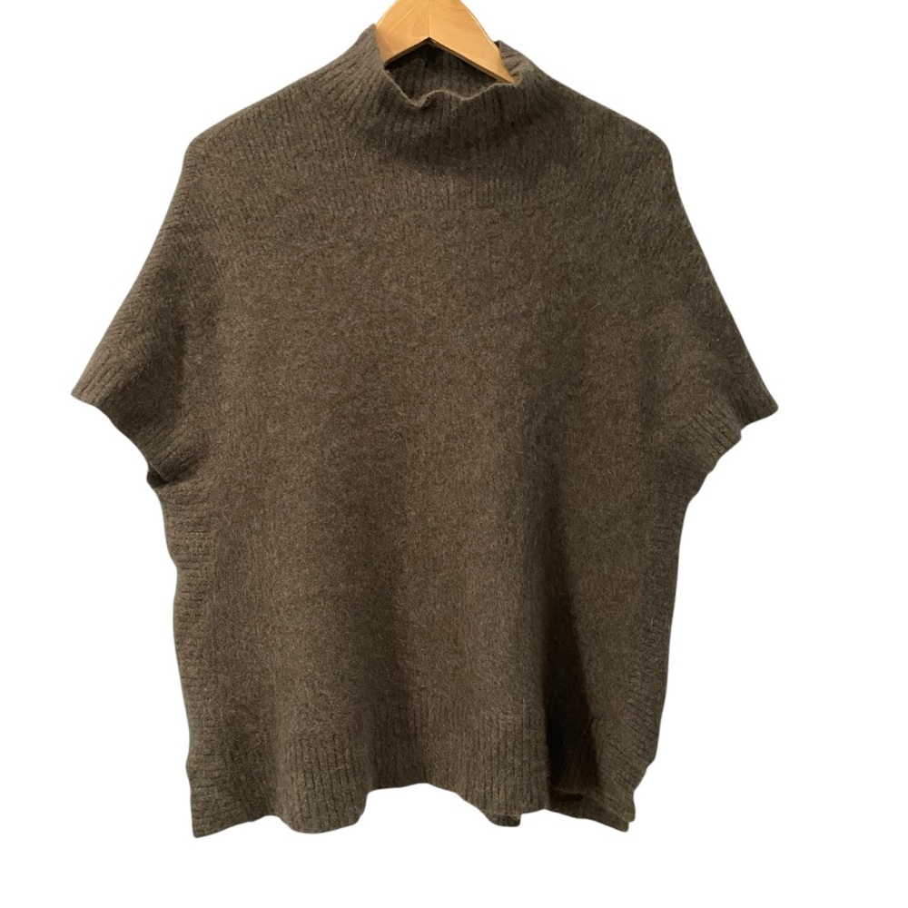 Isaac Mizrahi Live Olive Green Turtleneck Cashmere Pancho Sweater M/L
